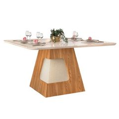 Mesa DJ Dala para 8 Cadeiras Tampo de Madeira 1,36X1,36 Off White