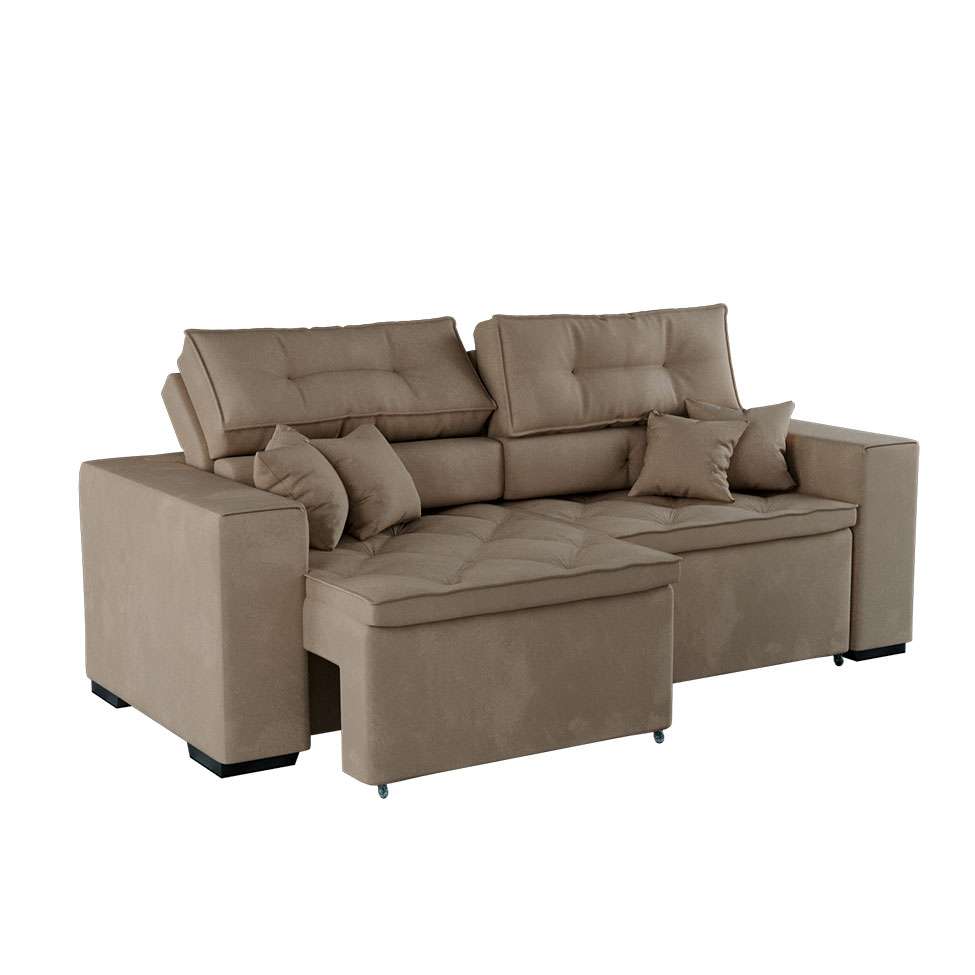 Sofá Bom Pastor Snow 452 2 Lugares Retrátil e Reclinável Bege Escuro