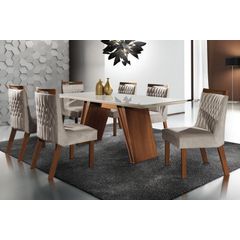 Mesa Atena Com 6 Cadeiras LJ Móveis Castanho Premium