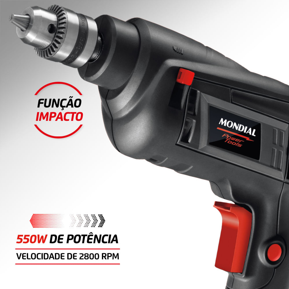 Furadeira de Impacto Mondial FI-09 Power 550Watts 3/8 Mandril 220V