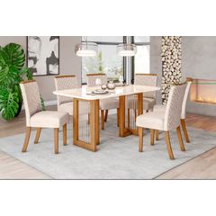 Sala Yara Com 6 Cadeiras Malu Henn nature-off white