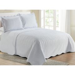 Kit de Colcha Camesa Damask 03 Peças Casal Branco