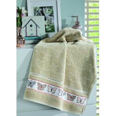 Toalha de Banho Dohler Jacquard Premium Bege 70cm x 140cm FJ-6381
