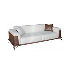 Sofá 3L Sofisticasa Madri Tecido 009/13 Linho Cru/Fit Modena Ocre Cleveland