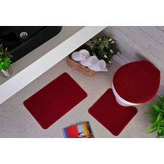 Jogo de Banheiro Oásis 03 Peças Relevo Vermelho