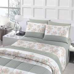 Jogo de Cama Santista Queen 04 Peças Royal 100% Algodão Pampulha Verde