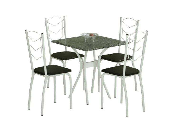 Conjunto Mesa Jantar + 4 Cadeiras Em Madeira Maciça LETÍCIA