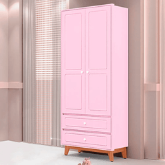 Roupeiro Infantil Tuboarte Kevin 2 Portas 2 Gavetas Rosa Seco
