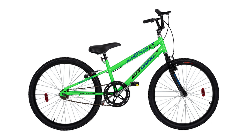 Bicicleta Cairu Bike Aro 24 MTB Flash Boy Verde Garfo Preto