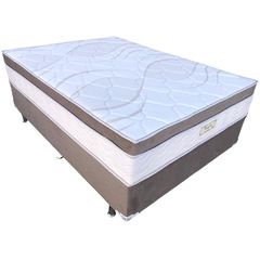 Conjunto box Casal Ortolar 138X188X71 Tucson Eps Molas Ensacadas Bege/Branco