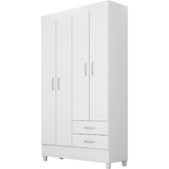 Roupeiro Demóbile 4 Portas 2 Gavetas Astro Com Pé Branco Rosa Flex
