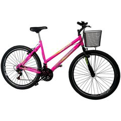 Bicicleta Adulto Colli Bike A-26 Allegra City 18V Velocidades C/Cesta Rosa/Neon