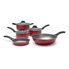 Conjunto de Panelas Brinox 5 Peças Ruby Antiaderente Vermelho