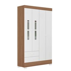 Roupeiro Infantil Tuboarte Turquesa 4 Portas 2 Gavetas Freijo Branco