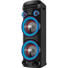 Caixa de Som Aiwa Torre AWST2W01, Luzes de Led Coloridas, Potencia 2200W, Efeito DJ, 2x Entradas Microfone