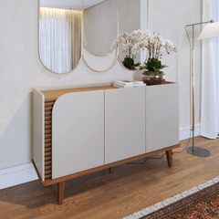 Buffet Colibri 3 Portas Jurerê Off White Matte/Freijo