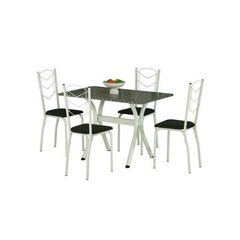 Conjunto Sala de Jantar Tubform Napoles 4 Cadeiras Letícia Tampo 1,20m Granito Branco