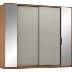Roupeiro Demóbile 4 Portas 4 Gavetas Laredo Com Espelho Amêndola Touch/Nude Prime