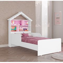 Cama Infantil Tuboarte Laura Branca Rosa Seco