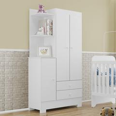 Roupeiro Infantil Tuboarte Magia New 3 Portas 2 Gavetas Branco