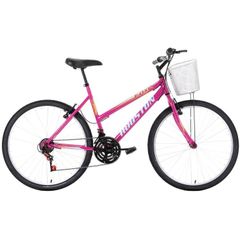 Bicicleta Houston Aro 26 Adulto Foxer Maori FM261SRosa-Pink ,Freio V-Brake,Quadro Aço v 21