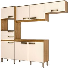 Kit Cozinha  de Madeira Henn Compacta 07 Portas 02 Gavetas Nature/ Off White
