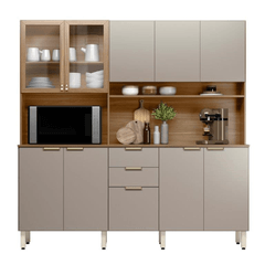 Cozinha Demóbile 10 Portas 2 Gavetas Amora Amêndola Touch/Nude Prime