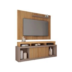 Rack Com Painel Caemmun Oscar Buriti/Fendi para TV até 65