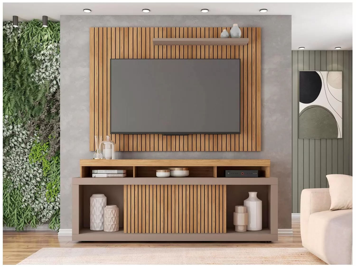 Rack Com Painel Caemmun Oscar Buriti/Fendi para TV até 65