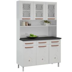 Kit Cozinha de Aço Telasul Mirage New Triplo 3 Gavetas Com Vidro Branco