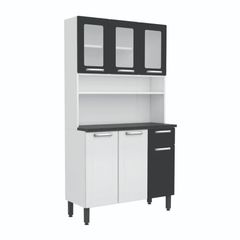 Kit Cozinha de Aço Bertolini 5 Portas 1 Gaveta Branco Preto
