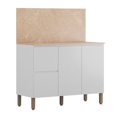 Balcão de Madeira Kit's Paraná Com Tampo 1,20 m Art Branco Artico