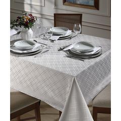Toalha de Mesa Dohler Jacquard Requinte 4 lugares 140cmx140cm Prata