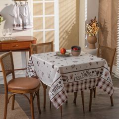Toalha de Mesa Appel Gourmet 6 lugares 140cm x 200cm Café