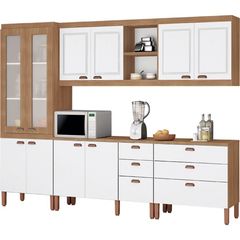 Cozinha Completa Tuboarte Jessica 10 Portas e 6 Gavetas Freijo Branco