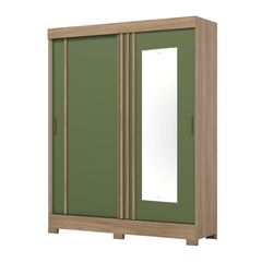 Roupeiro 2 Portas de Correr B353 Com Espelho Jequitiba Verde Flex Henn