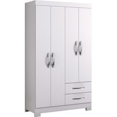 Roupeiro Notável 4 Portas  2 Gavetas NT 6010 (Branco/Rosa)