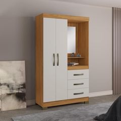 Roupeiro Notável 2 Portas  3 Gavetas NT 5170 Com Espelho Freijó Trend/Off White