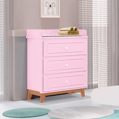 Cômoda Infantil Tuboarte Natan 3 Gavetas Rosa Seco