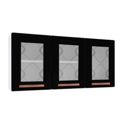Armário de Aço Triplo Telasul Mirage 3 Portas Com Vidro Branco-Preto