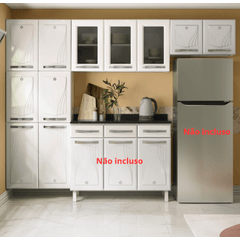 Cozinha de Aço Telasul Cristal Compacta 3 Peças Com Vidro Branca