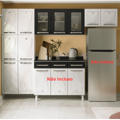 Cozinha de Aço Telasul Cristal Compacta 3 Peças Com Vidro Preta