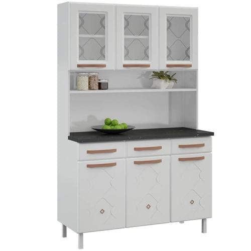 Kit Cozinha de Aço Telasul Mirage New Triplo 3 Gavetas Com Vidro