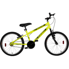 Bicicleta Cairu Bike Aro 20 Juvenil MTB Super Boy Rebaixado Amarelo Neon