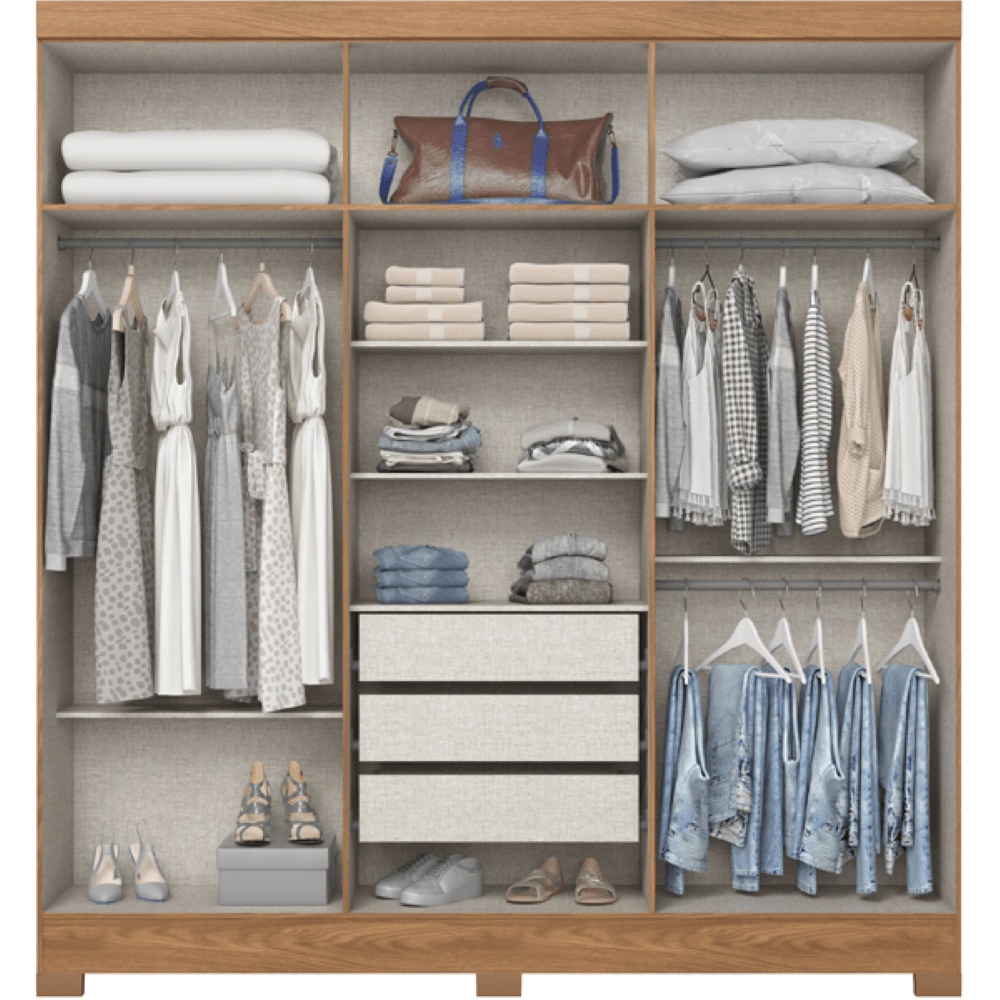 Roupeiro Henn B367 6 Portas e 3 Gavetas Nature Off White