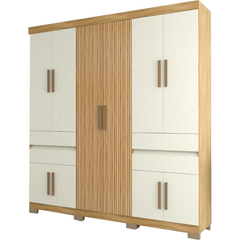 Roupeiro Avelan 10 Portas 4 Gavetas Nevada 23 Freijó/Off White