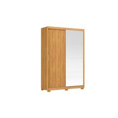 Roupeiro Demóbile 2 Portas Correr Riva Com Espelho e Pés Cinamon Off White