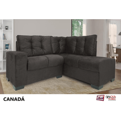Sofá Canto JW Estofados Canadá Veludo T02 Marrom.