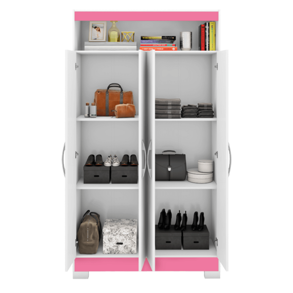 Multiuso Notável 4 Portas NT4040 Com Nicho Branco/Rosa