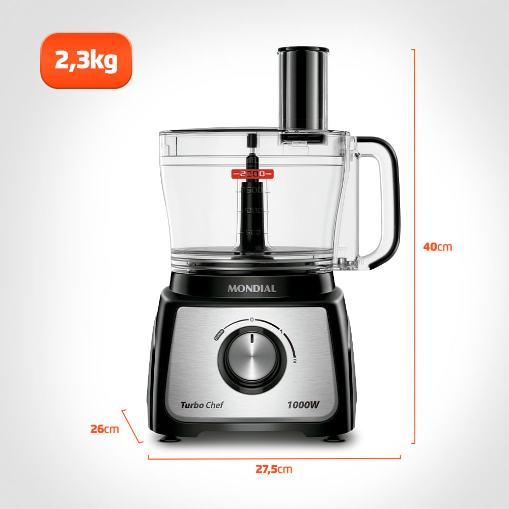 Multiprocessador Mondial MPN-01-BE Turbo Chef 7 em 1 1000Watts